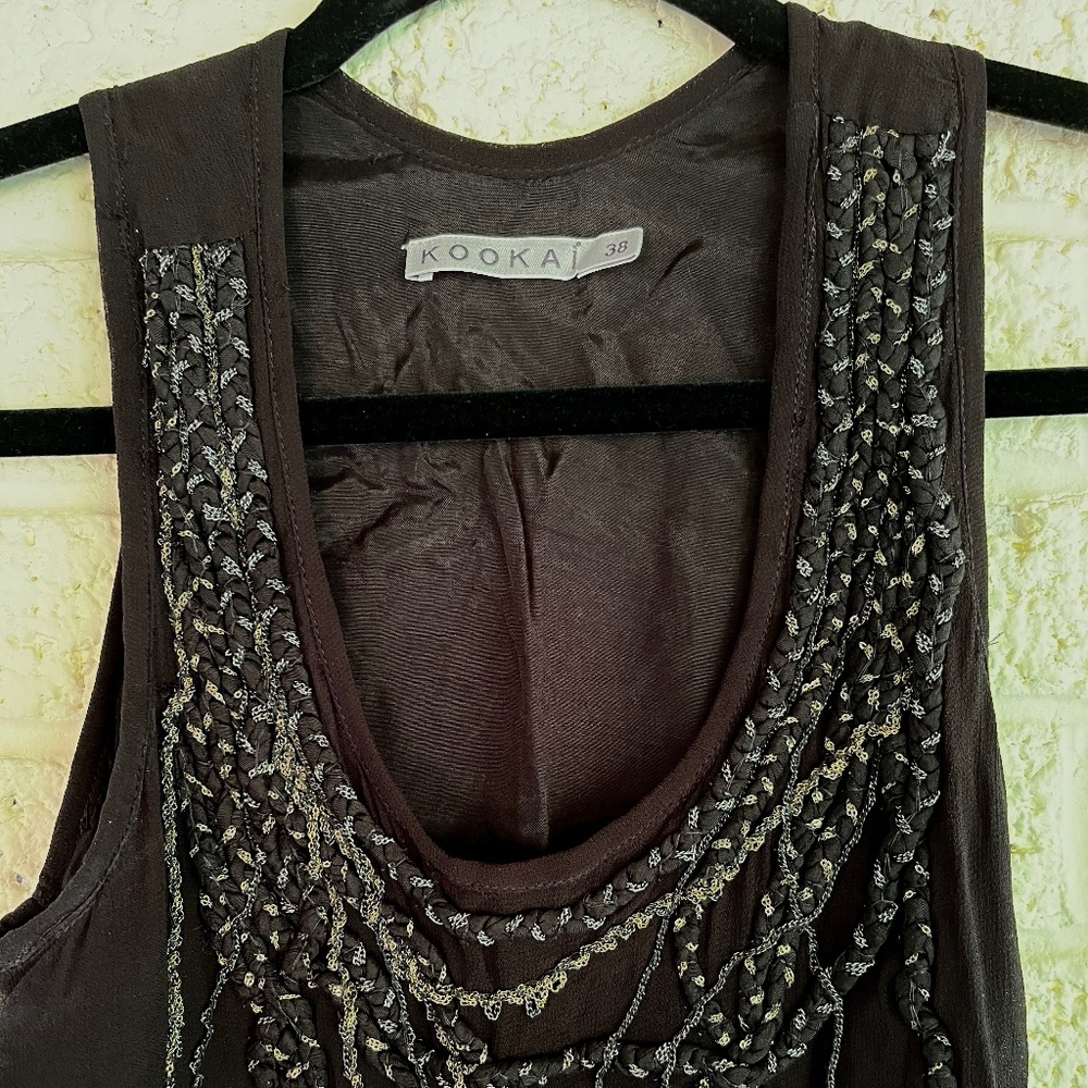 Kookai Black Embroidered Dress